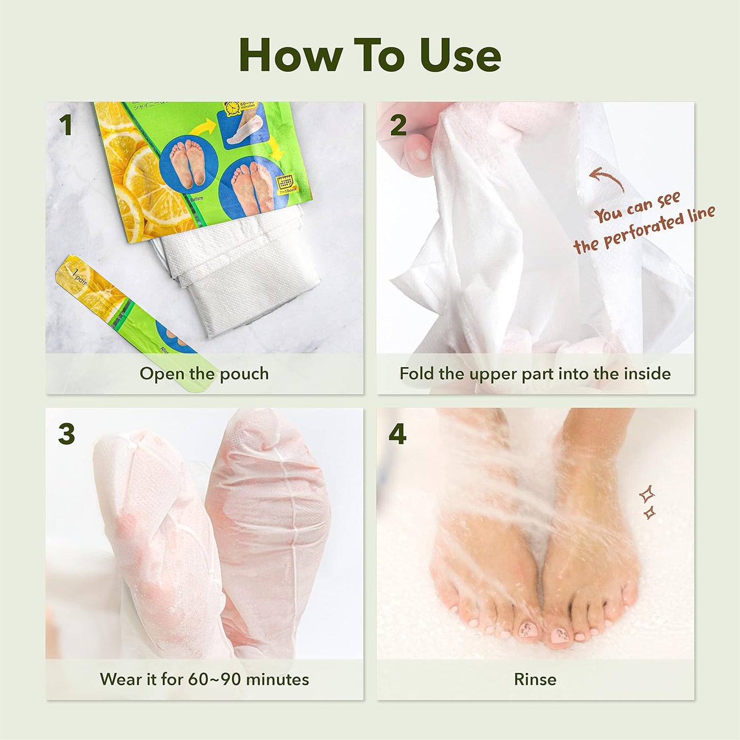 Claréa Foot Peel Mask 6 Pack – Exfoliating Mask for Calluses, Cracked Heels & Dry Skin